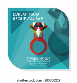 Propose diamond ring flat icon with long shadow,eps10