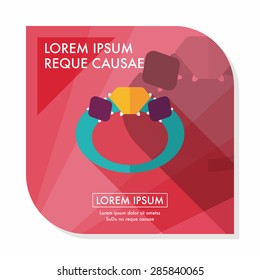 Propose diamond ring flat icon with long shadow,eps10