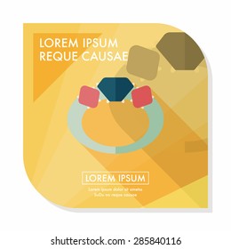 Propose diamond ring flat icon with long shadow,eps10