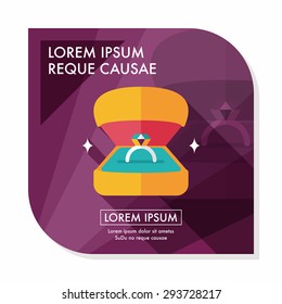 Propose diamond ring flat icon with long shadow,eps10