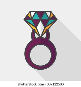 Propose diamond ring flat icon with long shadow,eps10