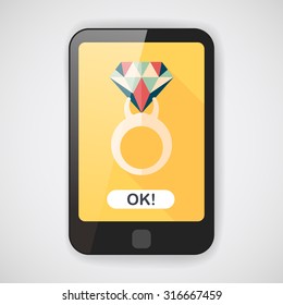 Propose diamond ring flat icon with long shadow,eps10