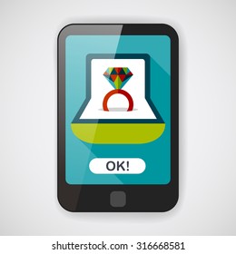 Propose diamond ring flat icon with long shadow,eps10