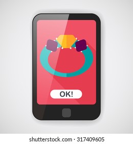 Propose diamond ring flat icon with long shadow,eps10