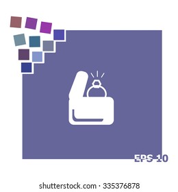 Propose diamond ring flat icon.