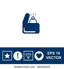 Propose diamond ring flat icon.