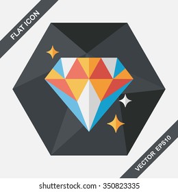 Propose diamond ring flat icon with long shadow,eps10