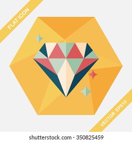 Propose diamond ring flat icon with long shadow,eps10