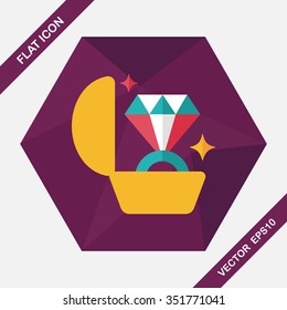 Propose diamond ring flat icon with long shadow,eps10