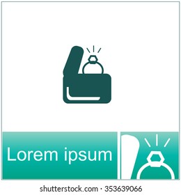 Propose diamond ring flat icon.