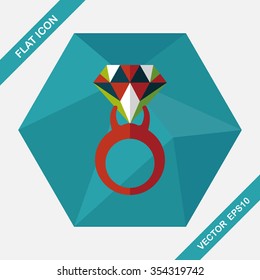 Propose diamond ring flat icon with long shadow,eps10