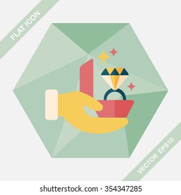 Propose diamond ring flat icon with long shadow,eps10