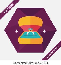 Propose diamond ring flat icon with long shadow,eps10
