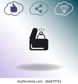 Propose diamond ring flat icon.
