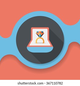 Propose diamond ring flat icon with long shadow,eps10