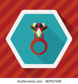 Propose diamond ring flat icon with long shadow,eps10