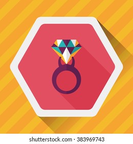 Propose diamond ring flat icon with long shadow,eps10