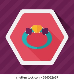 Propose diamond ring flat icon with long shadow,eps10