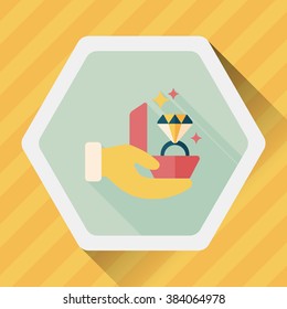 Propose diamond ring flat icon with long shadow,eps10