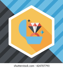 Propose diamond ring flat icon with long shadow,eps10