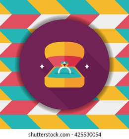 Propose diamond ring flat icon with long shadow,eps10
