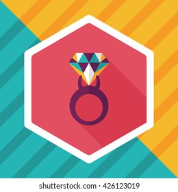 Propose diamond ring flat icon with long shadow,eps10