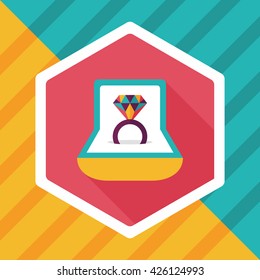 Propose diamond ring flat icon with long shadow,eps10