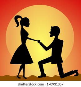 Propose at sunset. vector art image illustration eps10 isolated