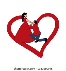 Proposing Romantic Romance Couple Love Engagement vector illustration - Vector
