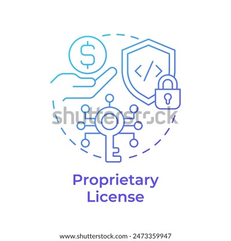 Proprietary license blue gradient concept icon. Licensing software, code security. Round shape line illustration. Abstract idea. Graphic design. Easy to use in infographic, presentation