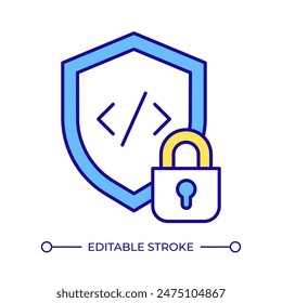 Proprietary license RGB color icon. Software licensing management. Source code, regulatory compliance. Digital security lock. Isolated vector illustration. Simple filled line drawing. Editable stroke