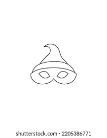 Props for Halloween party - Halloween vector isolated on white  background.  illustration of Halloween mask. Perfect for coloring book, textiles, icon, web, painting, children's books, t-shirt. 