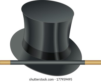 props of illusionist, hat and magic wand