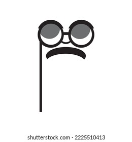 Props templates for crazy parties. Glasses and mustache elements on a white background