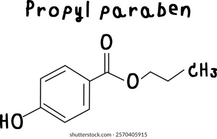 Propyl paraben,chemical structure of Propyl paraben illustration on transparency background