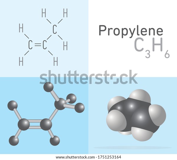 Propylene Propene C3h6 Gas Molecule Two Stock Vector (Royalty Free ...