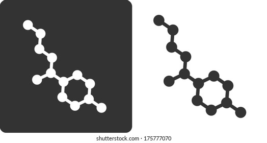 Propylparaben paraben preservative molecule, flat icon style. Oxygen and carbon atoms shown as circles, hydrogen atoms omitted.