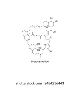 Prorocentrolide skeletal structure diagram. compound molecule scientific illustration.