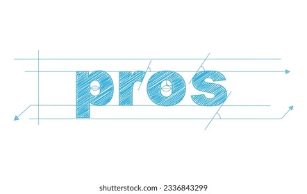 PROS blue vector draft text banner