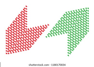 Pros and cons buy sell analysis red left green right arrows with transparent empty background. Simple concept for advantages disadvantages positive negative in business planning. Vector illustration.