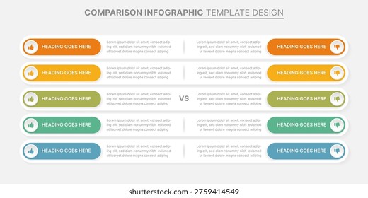 Pros and Cons Comparison Infographic Template with 5 Steps for Business Analysis