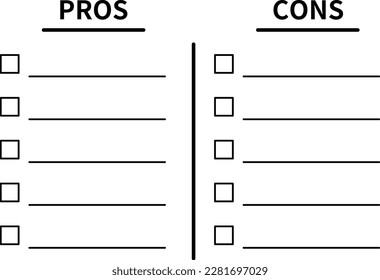 plantilla de lista de comparación de PROS y CONS