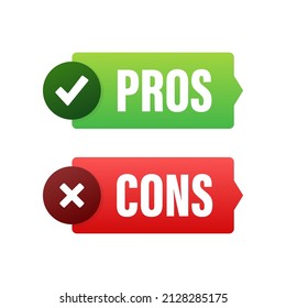 Pros cons comparison, Make Decision, optimal solutions. Correct Wrong. Vector stock illustration.