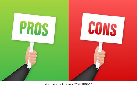 Pros cons comparison, Make Decision, optimal solutions. Correct Wrong. Vector stock illustration.