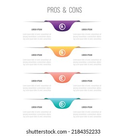 Pros and Cons comparison Vector Infographic Template with four stages