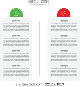 Pros and Cons comparison Vector Infographic Template with four stages. New Simple Design