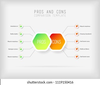 Pros and Cons comparison vector template.