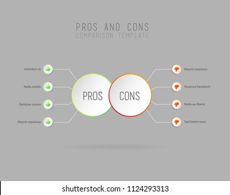 Pros and Cons comparison vector template.