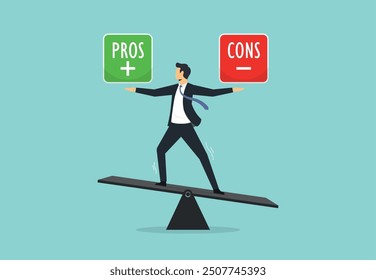 Pros and cons concept. Decision making and problem analysis. Risk planning. Advantages and disadvantages. Evaluating possible profit and losses