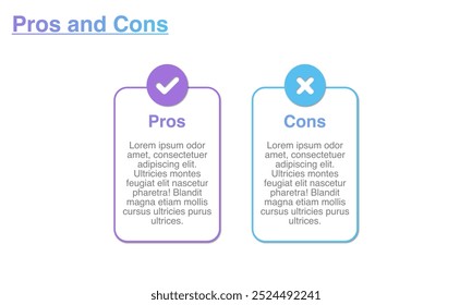 Pros and Cons, Do's and Don'ts, Good, Bad, Positive, Negative Vergleich Business Infographic Design Template.